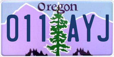 OR license plate 011AYJ
