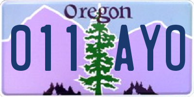 OR license plate 011AYO