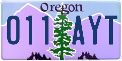 OR license plate 011AYT