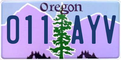 OR license plate 011AYV