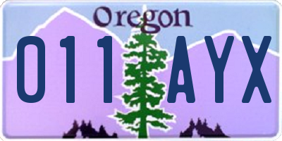 OR license plate 011AYX