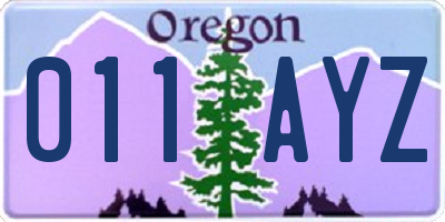 OR license plate 011AYZ