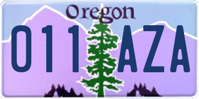 OR license plate 011AZA