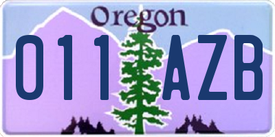 OR license plate 011AZB