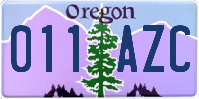OR license plate 011AZC