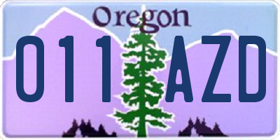 OR license plate 011AZD