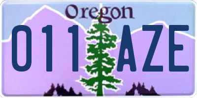 OR license plate 011AZE