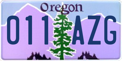 OR license plate 011AZG