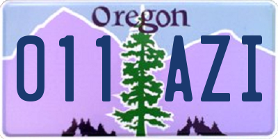 OR license plate 011AZI