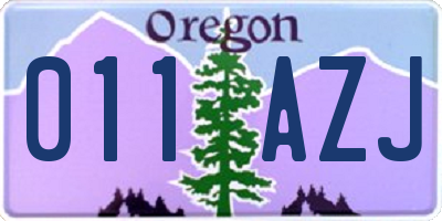 OR license plate 011AZJ