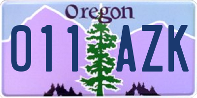 OR license plate 011AZK