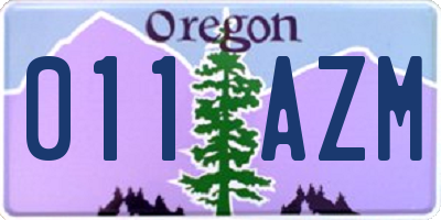 OR license plate 011AZM