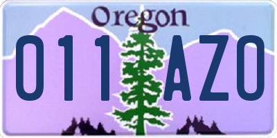 OR license plate 011AZO