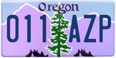 OR license plate 011AZP