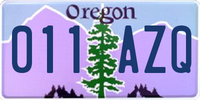 OR license plate 011AZQ