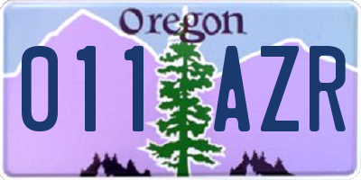 OR license plate 011AZR