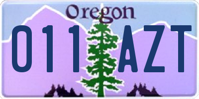 OR license plate 011AZT