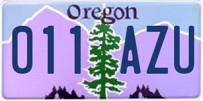 OR license plate 011AZU