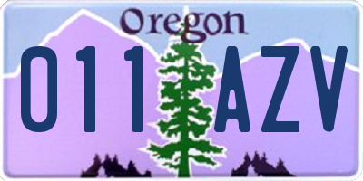 OR license plate 011AZV
