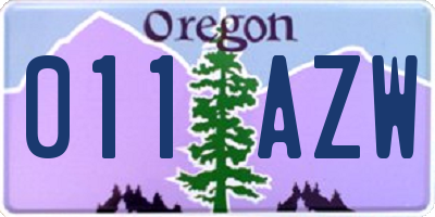 OR license plate 011AZW