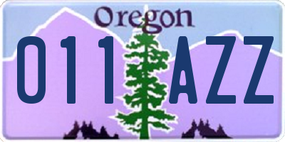 OR license plate 011AZZ