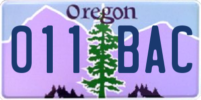 OR license plate 011BAC