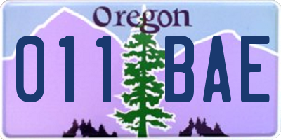 OR license plate 011BAE