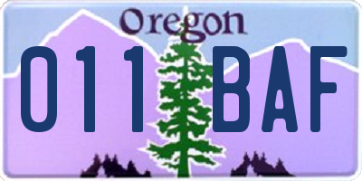 OR license plate 011BAF