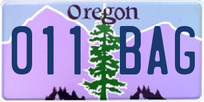 OR license plate 011BAG