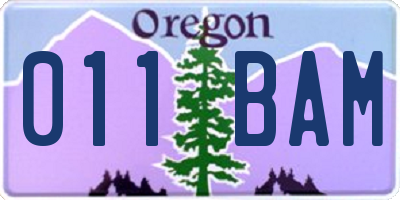 OR license plate 011BAM