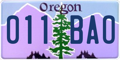 OR license plate 011BAO