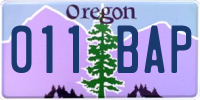 OR license plate 011BAP