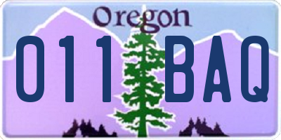 OR license plate 011BAQ