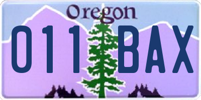 OR license plate 011BAX