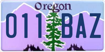 OR license plate 011BAZ