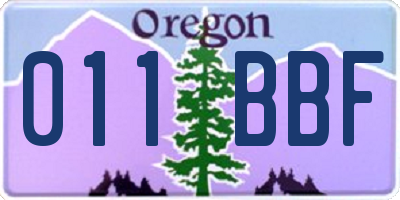 OR license plate 011BBF