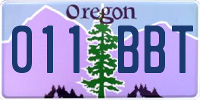OR license plate 011BBT