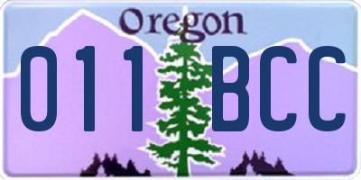 OR license plate 011BCC