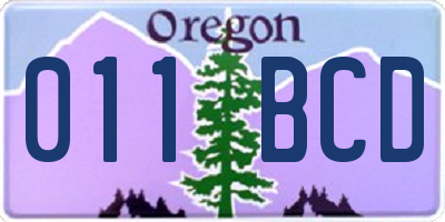 OR license plate 011BCD