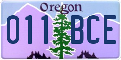 OR license plate 011BCE