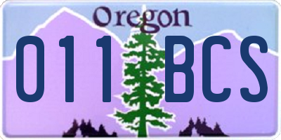 OR license plate 011BCS