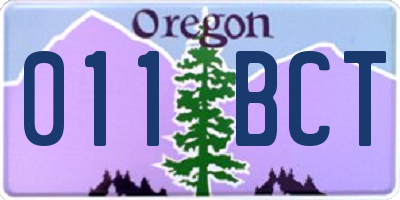 OR license plate 011BCT