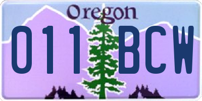 OR license plate 011BCW