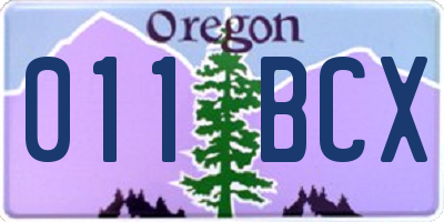 OR license plate 011BCX