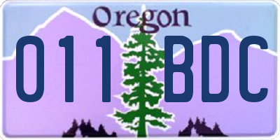 OR license plate 011BDC