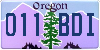 OR license plate 011BDI