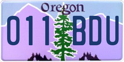 OR license plate 011BDU