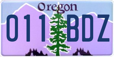 OR license plate 011BDZ