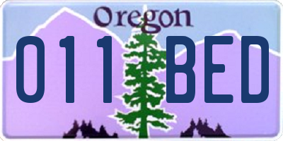OR license plate 011BED