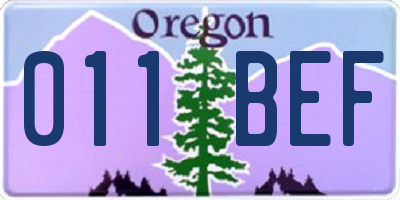 OR license plate 011BEF